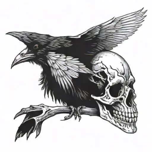 Crow skull tattoo design idea