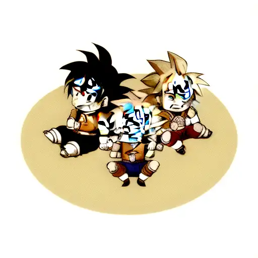 Goku, Naruto and Loofy eating tattoo design idea