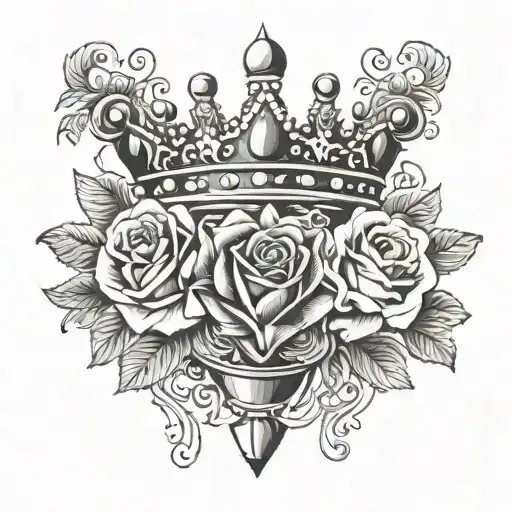 crown, rose, heart with the name Dianna tattoo design idea