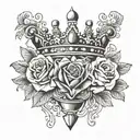 crown, rose, heart with the name Dianna tattoo design idea