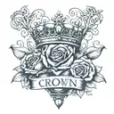 crown, rose, heart with the name Dianna tattoo design idea