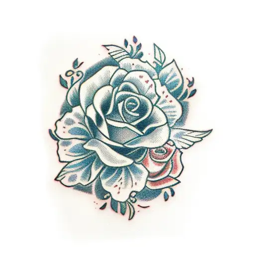 "Sarah" with roses  tattoo design idea