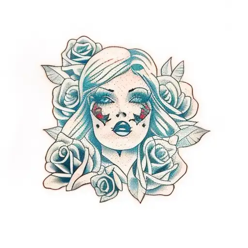 the name "Sarah" with roses  tattoo design idea