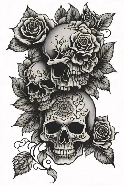 mandala roses skull tattoo design idea