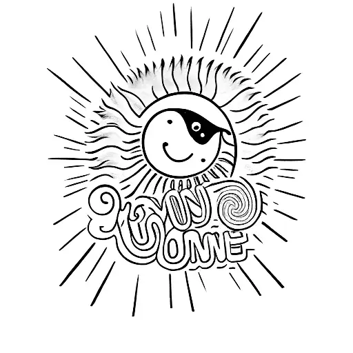 You are my sunshine, my only sunshine words written out, the date 7/28/2024 written in roman numerals, a dog silhouett tattoo design idea