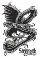 Strength in Adversity text scroll tattoo design idea