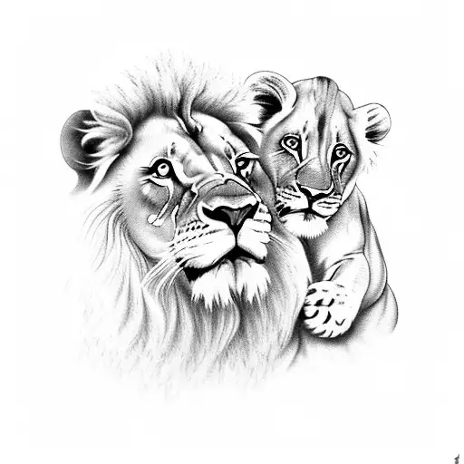 Lion and 2 cubs tattoo design idea