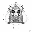 Russian doll, moari, red heart tattoo design idea