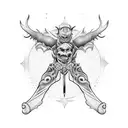 demon playing guitar tattoo design idea