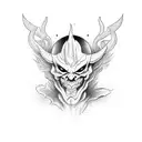 demon playing guitar tattoo design idea