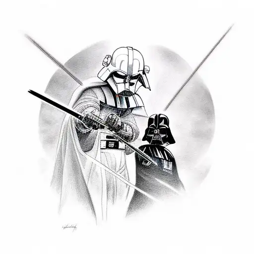 Darth Vader and Anakin Skywalker's iconic duel tattoo design idea