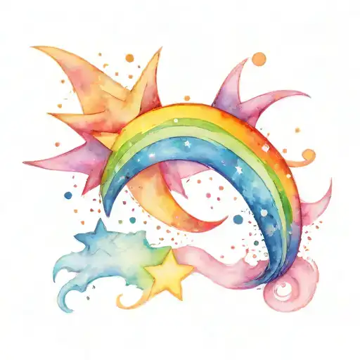 shooting star with rainbow tail tattoo design idea
