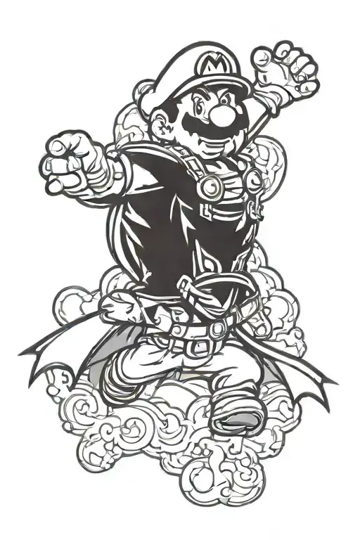 mario bros Batman logo tattoo design idea