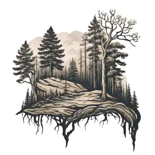 burned forest line tattoo tattoo design idea