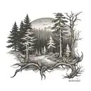 burned forest line tattoo tattoo design idea