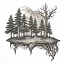 burned forest line tattoo tattoo design idea
