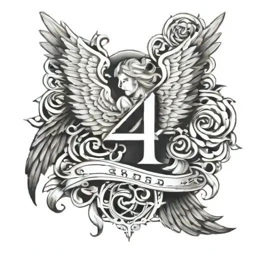angelic number 444 with wings attached  tattoo design idea