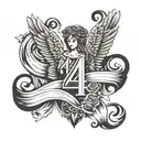 angelic number 444 with wings attached  tattoo design idea