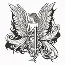 angelic number 444 with wings attached  tattoo design idea