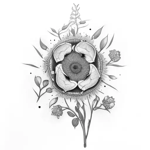 South African wildflower sleeve tattoo design idea