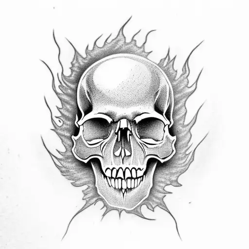 skull and flames and smoke and DNA tattoo design idea
