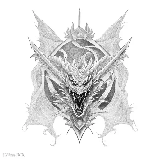 Dragon wrapped around a sword  tattoo design idea