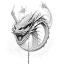 Dragon wrapped around a sword  tattoo design idea