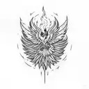 A phoenix rising from broken glass, signifying resilience and triumph over adversity tattoo design idea