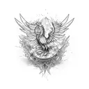 A phoenix rising from broken glass, signifying resilience and triumph over adversity tattoo design idea