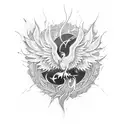 A phoenix rising from broken glass, signifying resilience and triumph over adversity tattoo design idea