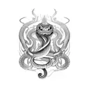 brother who almost dies from glass brake with sword and snake tattoo design idea