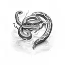 brother who almost dies from glass brake with sword and snake tattoo design idea