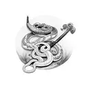 brother who almost dies from glass brake with sword and snake tattoo design idea