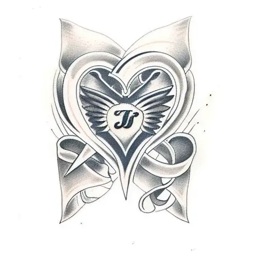 M+J+M heart (Love) MJM heart original tribal tattoo design