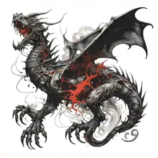 smoke forming into dragon  tattoo design idea