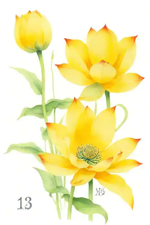 lotus and number 13  tattoo design idea