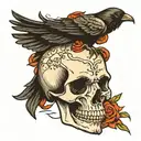 crow skull tattoo design idea