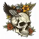 crow skull tattoo design idea