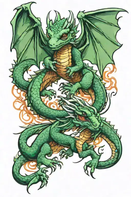 petits dragons flying tattoo design idea