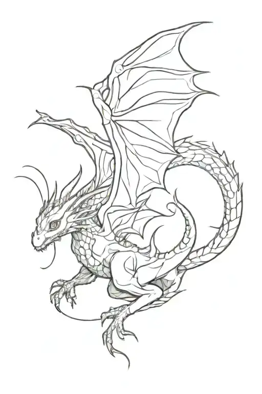 petits dragons fly tattoo design idea