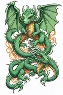 petits dragons flying tattoo design idea