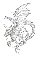 petits dragons fly tattoo design idea