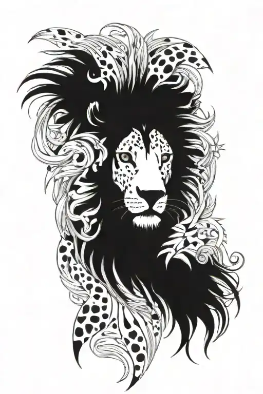 dalmatian lion head tattoo design idea