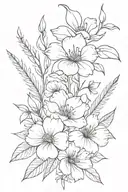 January, February, March, April, May, September, October, and November birth flower bouquet  tattoo design idea