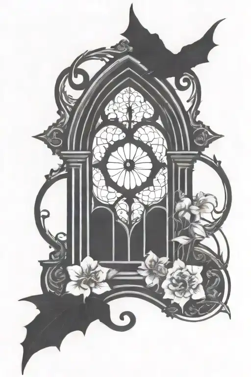 gothic window tattoo design idea