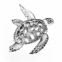 sea turtle with front paw turning into wings from the middle tattoo design idea
