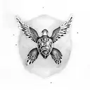 sea turtle with front paw turning into wings from the middle tattoo design idea
