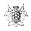 sea turtle with front paw turning into wings from the middle tattoo design idea