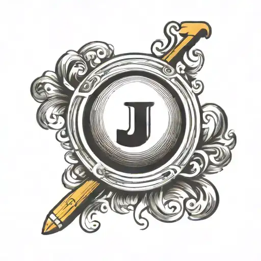 letter J with a billiards 9 ball beside it tattoo design idea