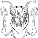 Loki's helmet merging with his dagger tattoo design idea